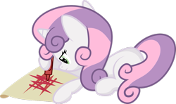 Size: 1161x687 | Tagged: safe, artist:apony4u, sweetie belle, pony, unicorn, crayon, drawing, female, holding, lying down, simple background, solo, transparent background, vector