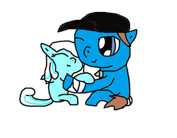 Size: 785x613 | Tagged: safe, artist:taruthekoopa, derpibooru import, oc, oc:snowdrop, hug, ponified, scout, team fortress 2