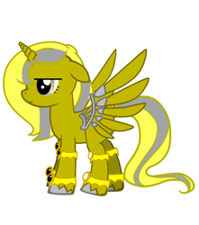 Size: 438x496 | Tagged: safe, derpibooru import, oc, oc only, alicorn, pony, pony creator, alicorn oc, blank flank, generalzoi, goldshine, solo