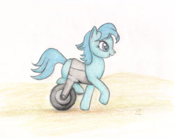 Size: 4627x3667 | Tagged: safe, artist:otherunicorn, derpibooru import, oc, oc only, oc:lana, fallout equestria, solo, traditional art, we're no heroes, wheelchair