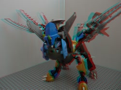 Size: 1811x1346 | Tagged: safe, artist:bubsakavermin, derpibooru import, robot, anaglyph 3d, android, barely pony related, bionicle, hero factory, lego, mecha, prototype