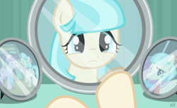 Size: 2016x1224 | Tagged: safe, artist:tellabart, coco pommel, suri polomare, crying, mirror, sad