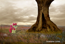 Size: 800x533 | Tagged: safe, artist:digitalpheonix, artist:myardius, apple bloom, irl, photo, ponies in real life, solo, tree, vector