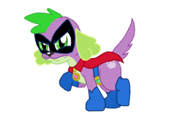 Size: 1024x768 | Tagged: safe, artist:ferrokiva, derpibooru import, humdrum, spike, dog, equestria girls, power ponies (episode), power ponies, solo, spike the dog