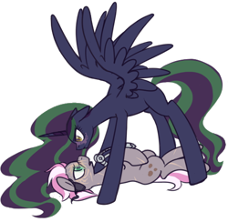 Size: 510x498 | Tagged: safe, artist:inlucidreverie, derpibooru import, oc, oc only, oc:hired gun, oc:platinum haze, alicorn, earth pony, pony, fallout equestria, fallout equestria: heroes, alicorn oc, simple background, transparent background