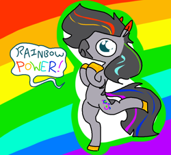 Size: 700x633 | Tagged: safe, artist:the weaver, oc, oc only, oc:ice pack, zebra, fruit stripe, rainbow power, rainbow power-ified, solo