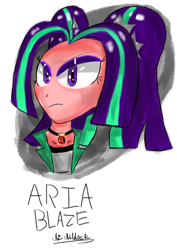 Size: 1088x1536 | Tagged: safe, artist:mildockart, aria blaze, equestria girls, rainbow rocks, bust, looking at you, signature, solo