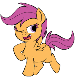 Size: 423x434 | Tagged: safe, artist:darlimondoll, derpibooru import, scootaloo, pegasus, pony, female, filly, simple background, solo, white background