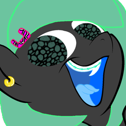 Size: 894x894 | Tagged: safe, artist:princessamity, edit, oc, oc only, 80s, base used, braces, close-up, earring, hairclip, nightmare fuel, simple background, smeel, smiling, solo, trypophobia