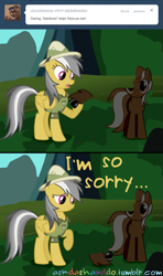 Size: 663x1120 | Tagged: safe, artist:drumblastingquilava, derpibooru import, daring do, ask, askdashanddo, tumblr