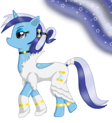 Size: 730x802 | Tagged: safe, artist:xaidon, minuette, pony, unicorn, choker, clothes, dress, female, mare, profile, side view, solo