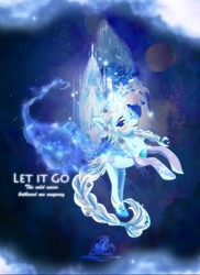 Size: 763x1048 | Tagged: safe, artist:sahtori-kamaya, unicorn, cape, clothes, elsa, frozen (movie), let it go, ponified, socks, solo