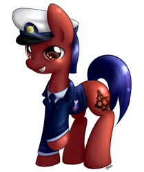 Size: 817x977 | Tagged: safe, artist:mrsremi, oc, oc only, oc:azimuth, coast guard, military, military uniform, simple background, solo