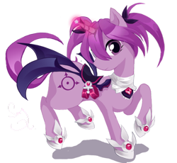 Size: 600x552 | Tagged: safe, artist:canarycharm, aisha, elsword, ponified, solo, void princess