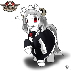 Size: 650x650 | Tagged: safe, artist:ranban, derpibooru import, clothes, maid, marie (skullgirls), ponified, skullgirls, solo