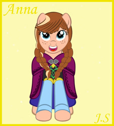 Size: 849x941 | Tagged: safe, artist:girlwiththeartfolder, derpibooru import, anna, disney, frozen (movie), ponified, solo