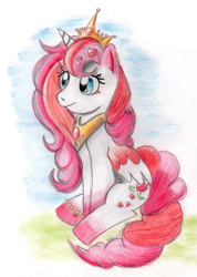 Size: 731x1024 | Tagged: safe, artist:diablicka, derpibooru import, oc, oc only, alicorn, pony, alicorn oc, solo, traditional art