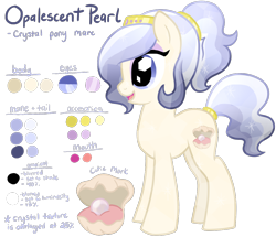 Size: 1094x940 | Tagged: safe, artist:tambelon, oc, oc only, oc:opalescent pearl, crystal pony, pony, female, mare, reference sheet, solo