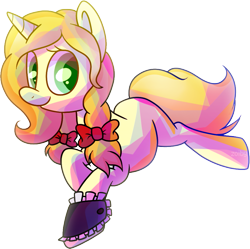 Size: 883x878 | Tagged: safe, artist:zoiby, oc, oc only, oc:vive, pony, unicorn, bow, cuffs (clothes), hair bow, prone, simple background, solo, transparent background