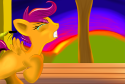 Size: 3035x2026 | Tagged: safe, artist:chrisgotjar, scootaloo, crying, scootaloo can't fly, solo