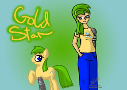 Size: 2100x1500 | Tagged: safe, artist:monakaliza, oc, oc only, oc:gold star, cyborg, human, pony, humanized, light skin, prosthetic limb, prosthetics