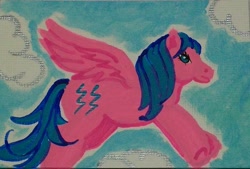 Size: 678x459 | Tagged: safe, artist:hindsightis2020, derpibooru import, firefly, g1, flying, solo, traditional art