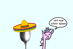 Size: 500x332 | Tagged: safe, artist:wollap, diamond tiara, silver spoon, comic, sombrero, spoon