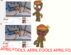 Size: 920x712 | Tagged: safe, button mash, april fools, crying, happy, obligatory pony, octodad, youtube link