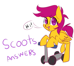 Size: 857x768 | Tagged: safe, artist:scoots-answers, scootaloo, scooter, scoots-answers, solo, tumblr