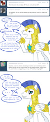 Size: 637x1536 | Tagged: safe, artist:songoharotto, derpibooru import, oc, oc only, oc:aquilinus, ask, ask aquilinus, comic, royal guard, solo, tumblr