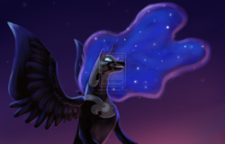 Size: 1600x1026 | Tagged: safe, artist:colossalstinker, derpibooru import, nightmare moon, solo, watermark