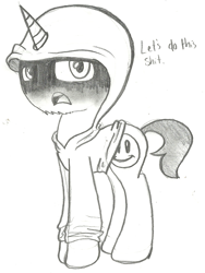 Size: 845x1122 | Tagged: safe, artist:invadersorhatena, cr1tikal, drawing, monochrome, ponified, solo, traditional art, vulgar