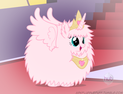 Size: 650x500 | Tagged: safe, artist:mixermike622, derpibooru import, oc, oc only, oc:fluffle puff, alicorn, original species, flufflecorn, hub logo, solo, tumblr, tumblr:ask fluffle puff, xk-class end-of-the-world scenario