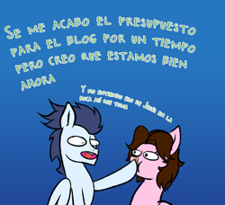 Size: 1099x1001 | Tagged: safe, artist:glasdale, soarin', oc, oc:shinta pony, jesus christ, soarin-responde, spanish, translated in the comments