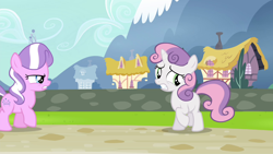 Size: 1280x720 | Tagged: safe, screencap, diamond tiara, sweetie belle, twilight time, angry