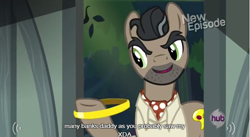 Size: 640x350 | Tagged: safe, derpibooru import, screencap, doctor caballeron, daring don't, meme, rings of scorchero, solo, youtube caption