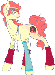 Size: 674x915 | Tagged: safe, artist:legalese, derpibooru import, oc, oc only, earth pony, pony, dog tags, leg warmers, solo