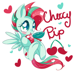 Size: 1000x1000 | Tagged: safe, artist:ipun, derpibooru import, oc, oc only, oc:cherry pip, pegasus, pony, cherry, food, fruit, simple background, solo, transparent background