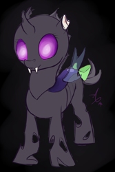 Size: 518x776 | Tagged: safe, artist:a6p, oc, oc only, changeling, bandage, solo, tail bow