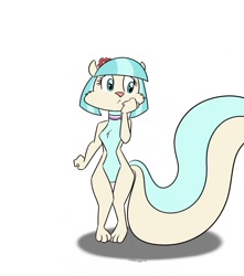 Size: 1129x1280 | Tagged: safe, artist:mofetafrombrooklyn, coco pommel, anthro, skunk, animal, solo, species swap