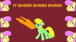 Size: 935x520 | Tagged: safe, derpibooru import, oc, oc only, oc:viva reverie, it burns burns burns, very hot, youtuber