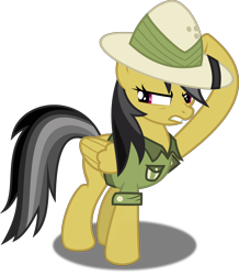 Size: 4000x4578 | Tagged: safe, artist:derpyworks, derpibooru import, daring do, daring don't, clothes, olive green shirt, pith helmet, shirt, simple background, solo, transparent background, vector