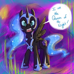 Size: 1000x1000 | Tagged: safe, artist:ryuredwings, derpibooru import, nightmare moon, cute, dialogue, filly, nightmare woon, solo