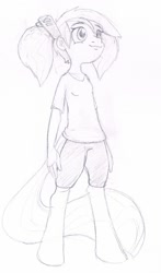 Size: 637x1087 | Tagged: safe, artist:hombre cerdo, oc, oc only, oc:hope, satyr, monochrome, offspring, parent:lyra heartstrings, solo