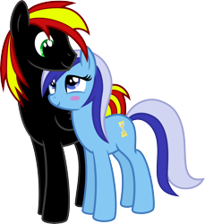 Size: 6000x6557 | Tagged: safe, artist:mactavish1996, derpibooru import, minuette, oc, absurd resolution, blushing, canon x oc, female, male, shipping, simple background, straight, transparent background, vector