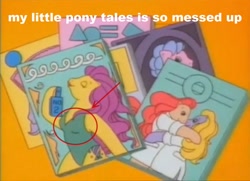 Size: 762x552 | Tagged: safe, edit, edited screencap, screencap, bon bon (g1), g1, my little pony tales, bikini, breasts, chestbreasts, clothes, female, nurse outfit, perfume, swimsuit, the masquerade, you know for kids