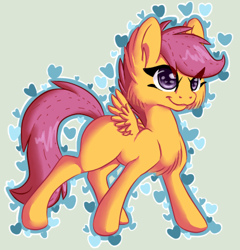 Size: 414x432 | Tagged: safe, artist:tami-kitten, derpibooru import, scootaloo, pegasus, pony, female, filly, simple background, solo