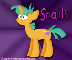 Size: 2247x1867 | Tagged: safe, artist:cyber-murph, derpibooru import, snails, pony, unicorn, colt, freckles, horn, male, solo