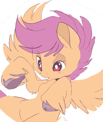 Size: 551x653 | Tagged: safe, artist:clockworkquartet, derpibooru import, scootaloo, hooves, solo, unshorn fetlocks