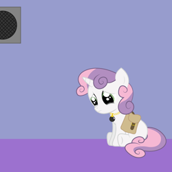 Size: 750x750 | Tagged: artist needed, safe, derpibooru import, sweetie belle, sad, solo, sweetiebellesbandb